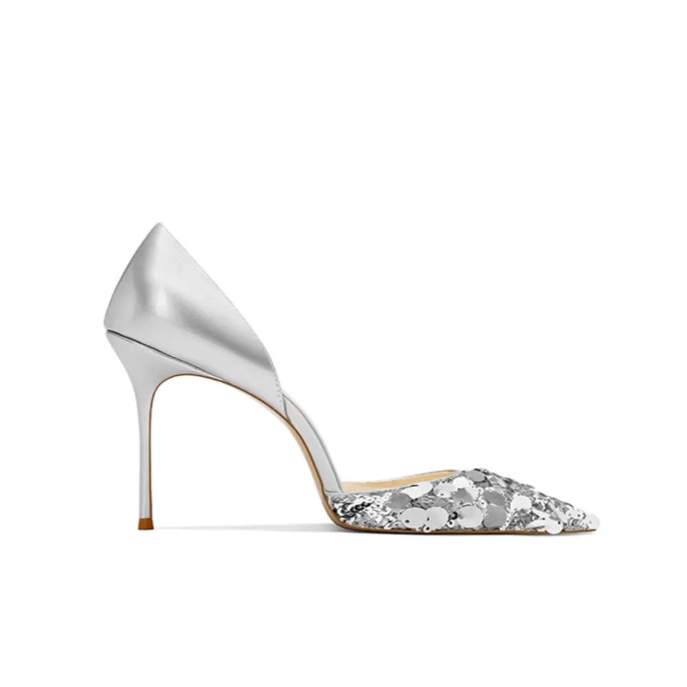 REDOC Sequinned Mid Heel Pumps - 6cm