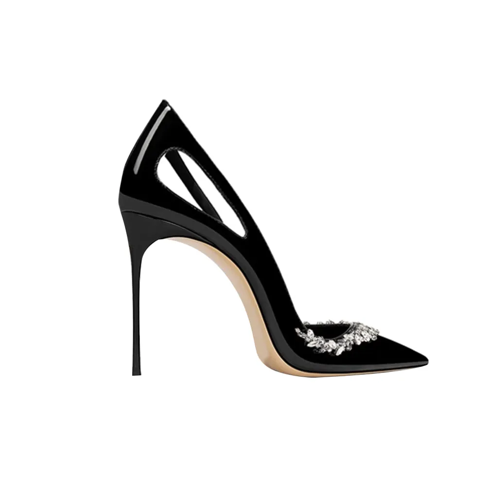 REKIN Diamante Mid Heel Pumps - 8cm