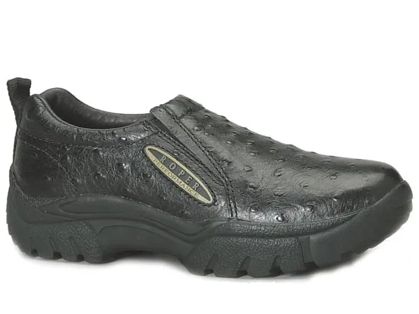 ROPER MEN'S BLACK OSTRICH SLIP ON