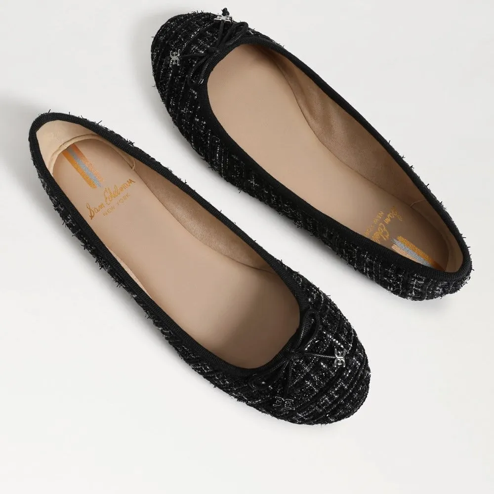 Sam Edelman Felicia Black Multi Luxe Slip On Rounded Toe Flexible Ballet Flats