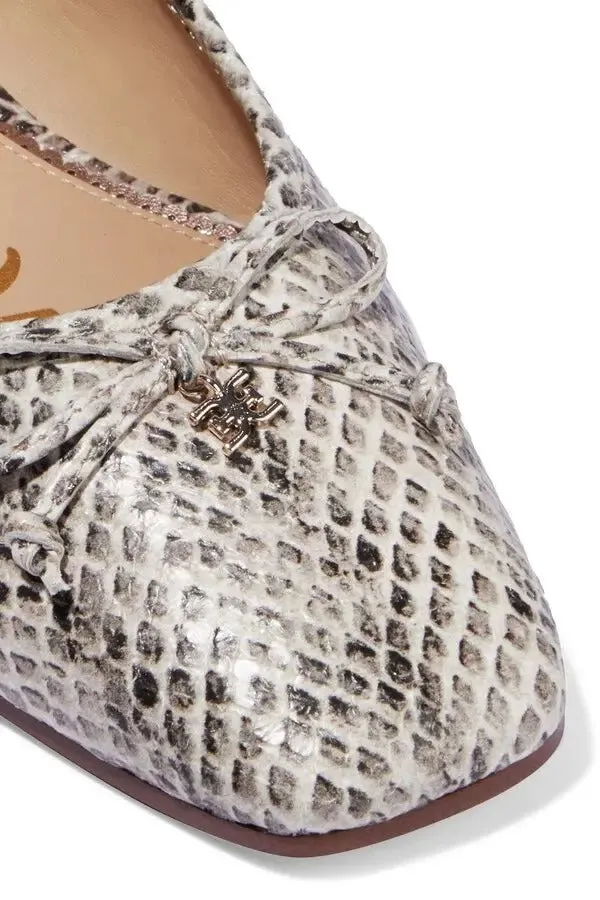 Sam Edelman Woman Jillie Bow Snake-Effect Leather Ballet Flats Animal Print