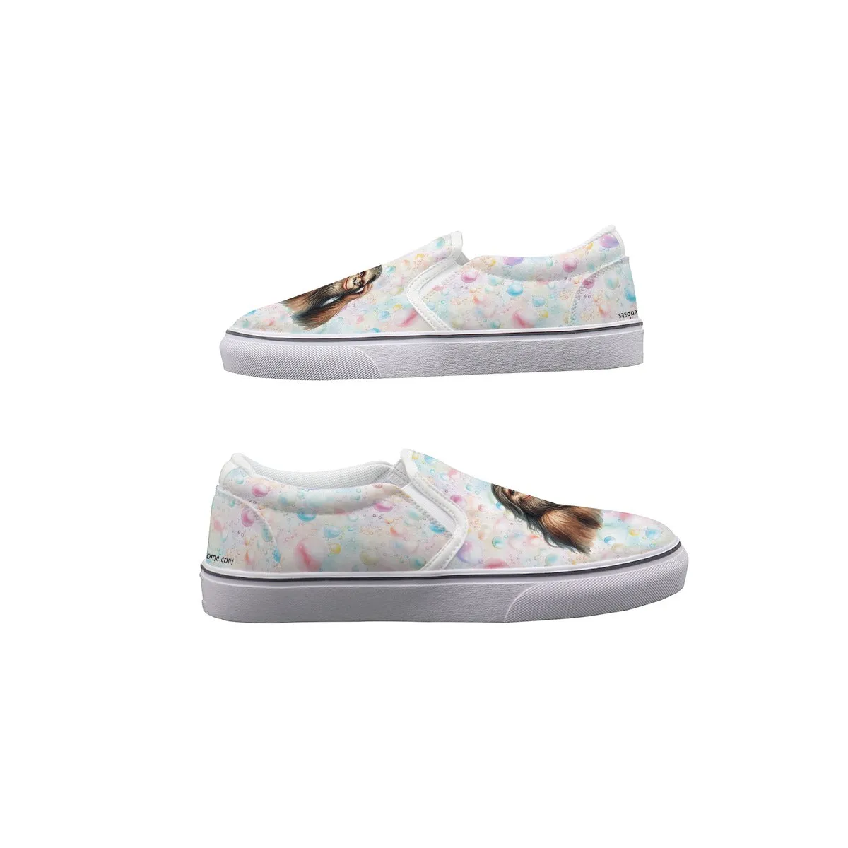 Shesquatch on Bubbles, Women's Slip On Sneakers, Sasquatch, Bigfoot
