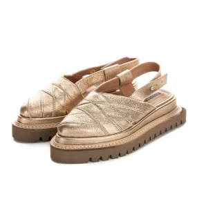 SHR Knitted by the Sea golden leather flat platform shoes