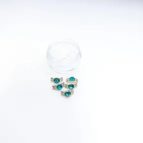 Silver Crystal Turquoise 3D Nail Art (5pc)