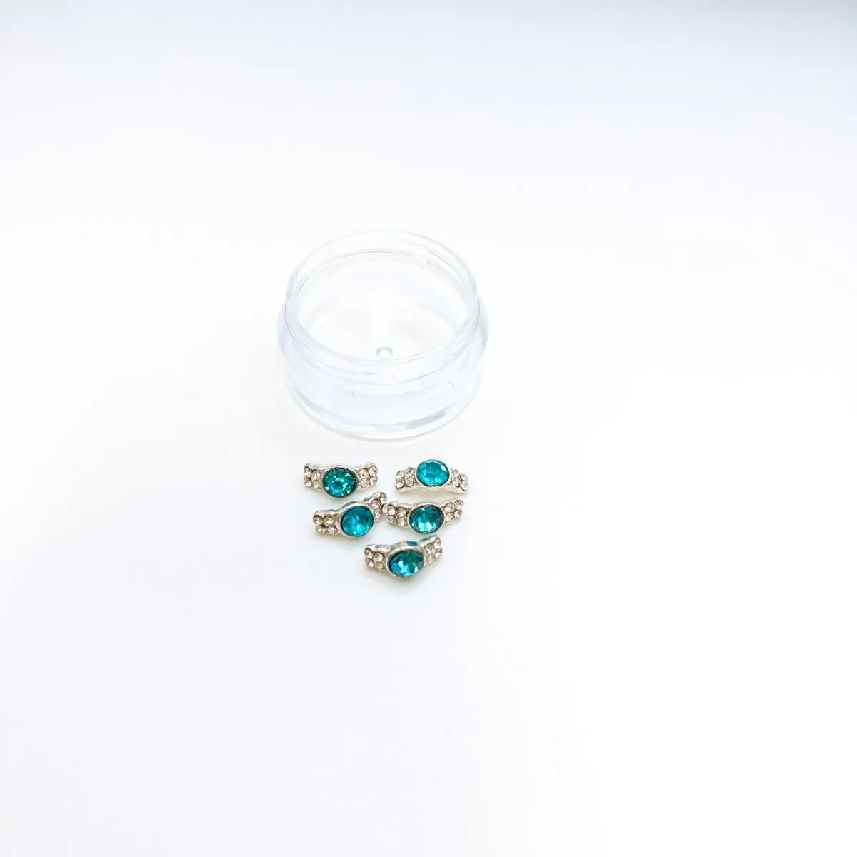 Silver Crystal Turquoise 3D Nail Art (5pc)