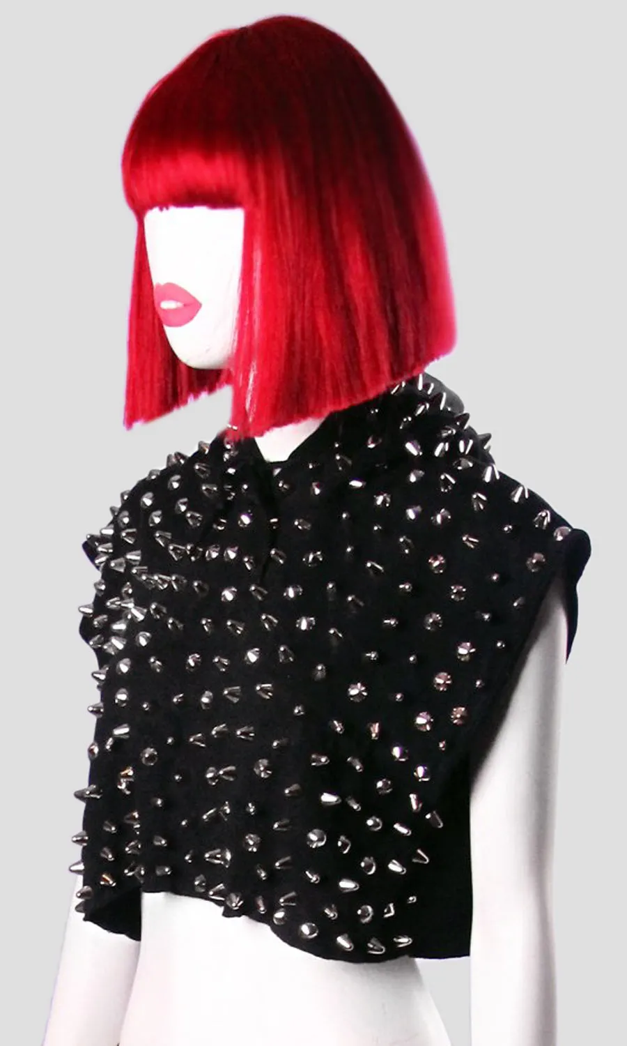 Sleeveless Spiked Crop Hoodie