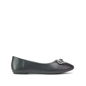 Soft Silver Bow Ballerina Black PU