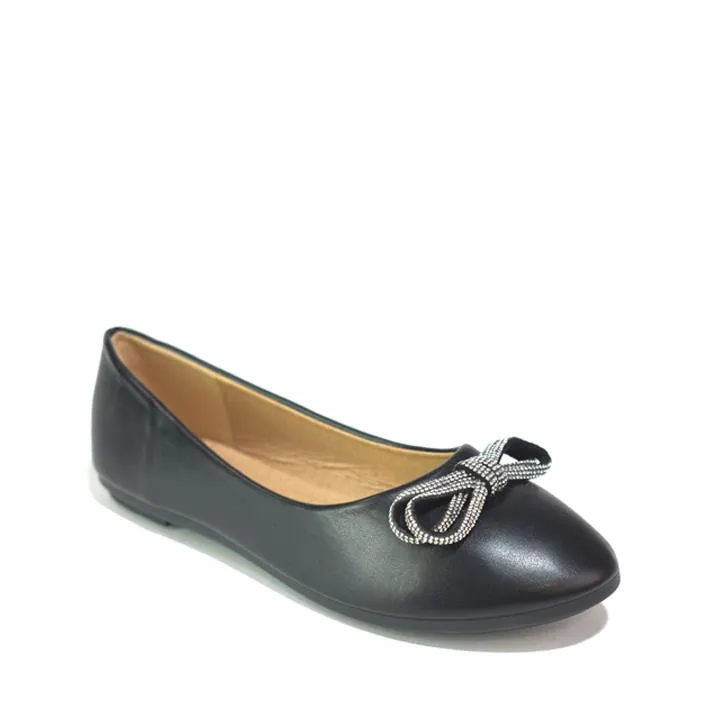 Soft Silver Bow Ballerina Black PU