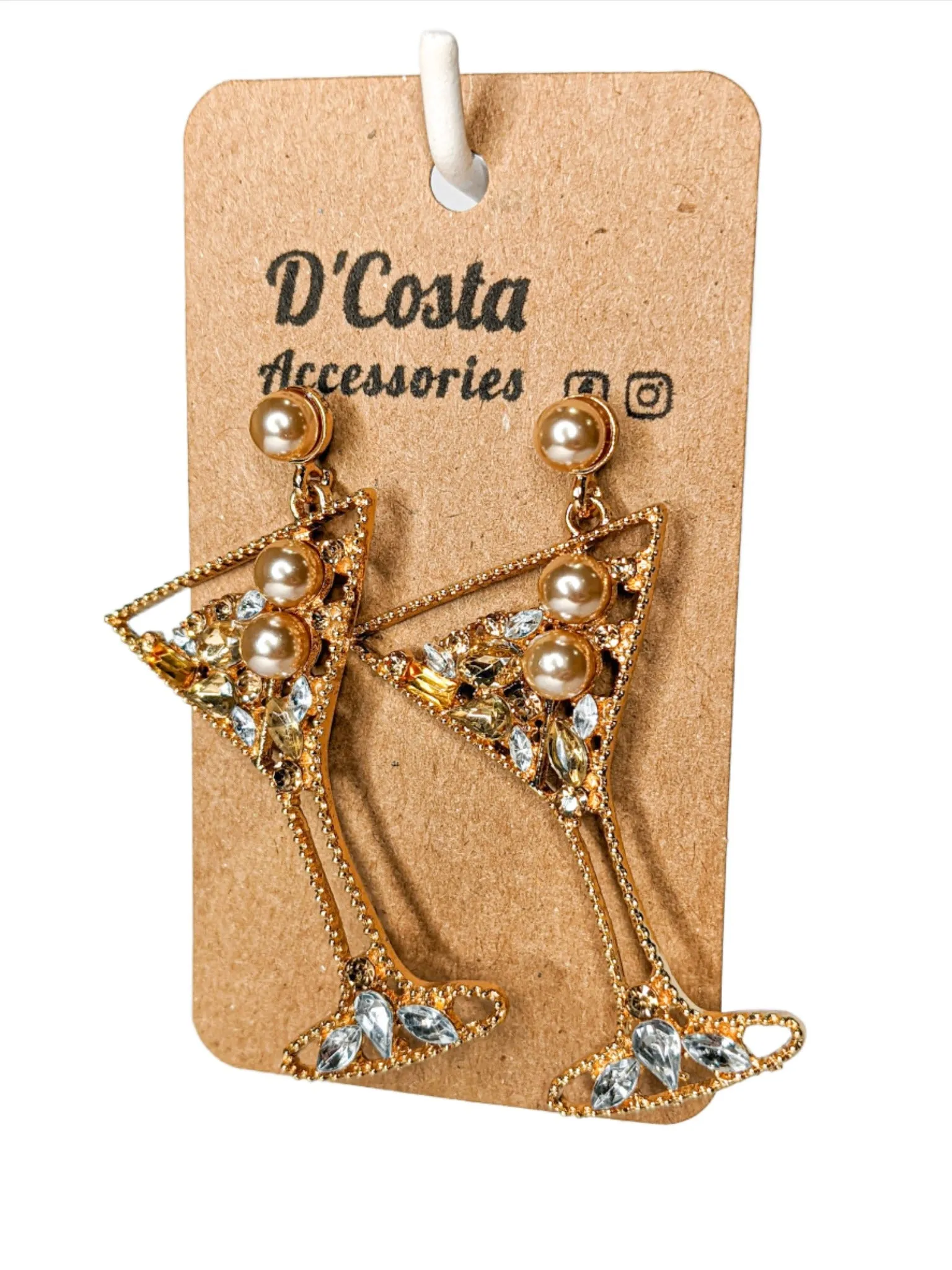 Sparkle Martini Glass Earrings