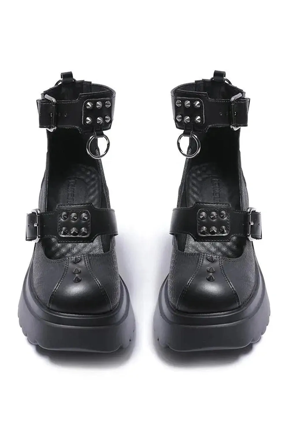 Spiked Ankle Strap Platform Heels