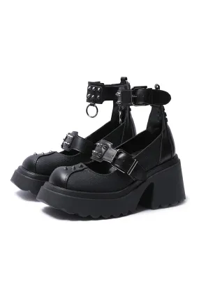 Spiked Ankle Strap Platform Heels