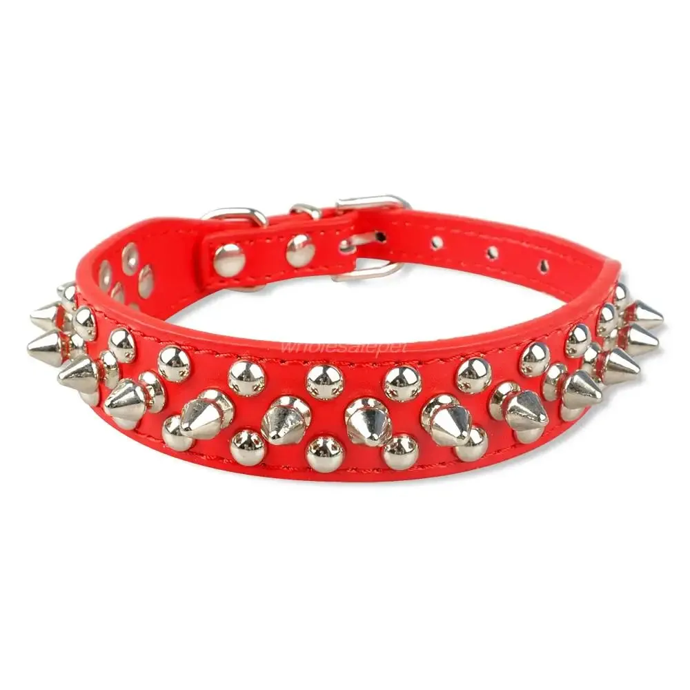 Spiked Studded Leather Collar - For Small to Medium Dogs