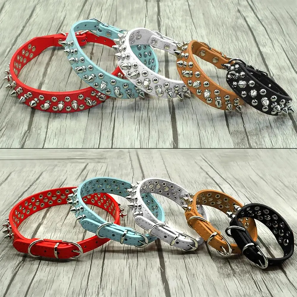Spiked Studded Leather Collar - For Small to Medium Dogs