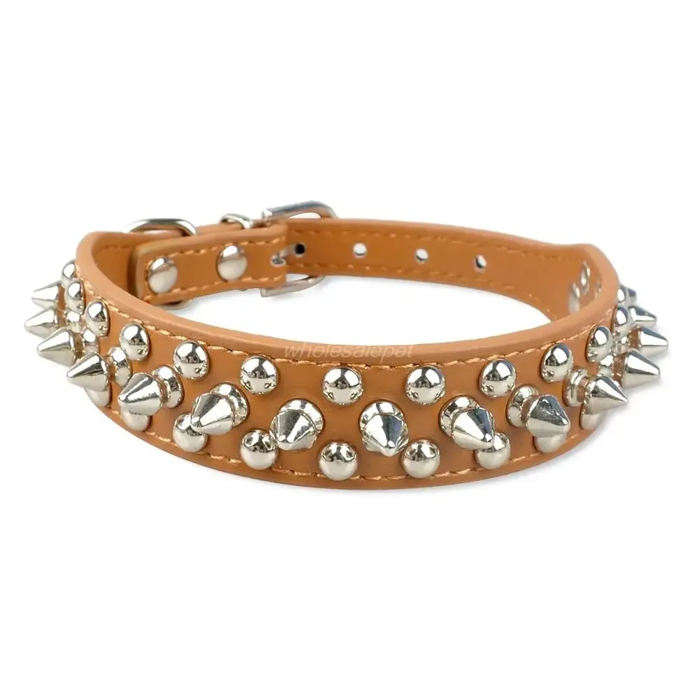 Spiked Studded Leather Collar - For Small to Medium Dogs