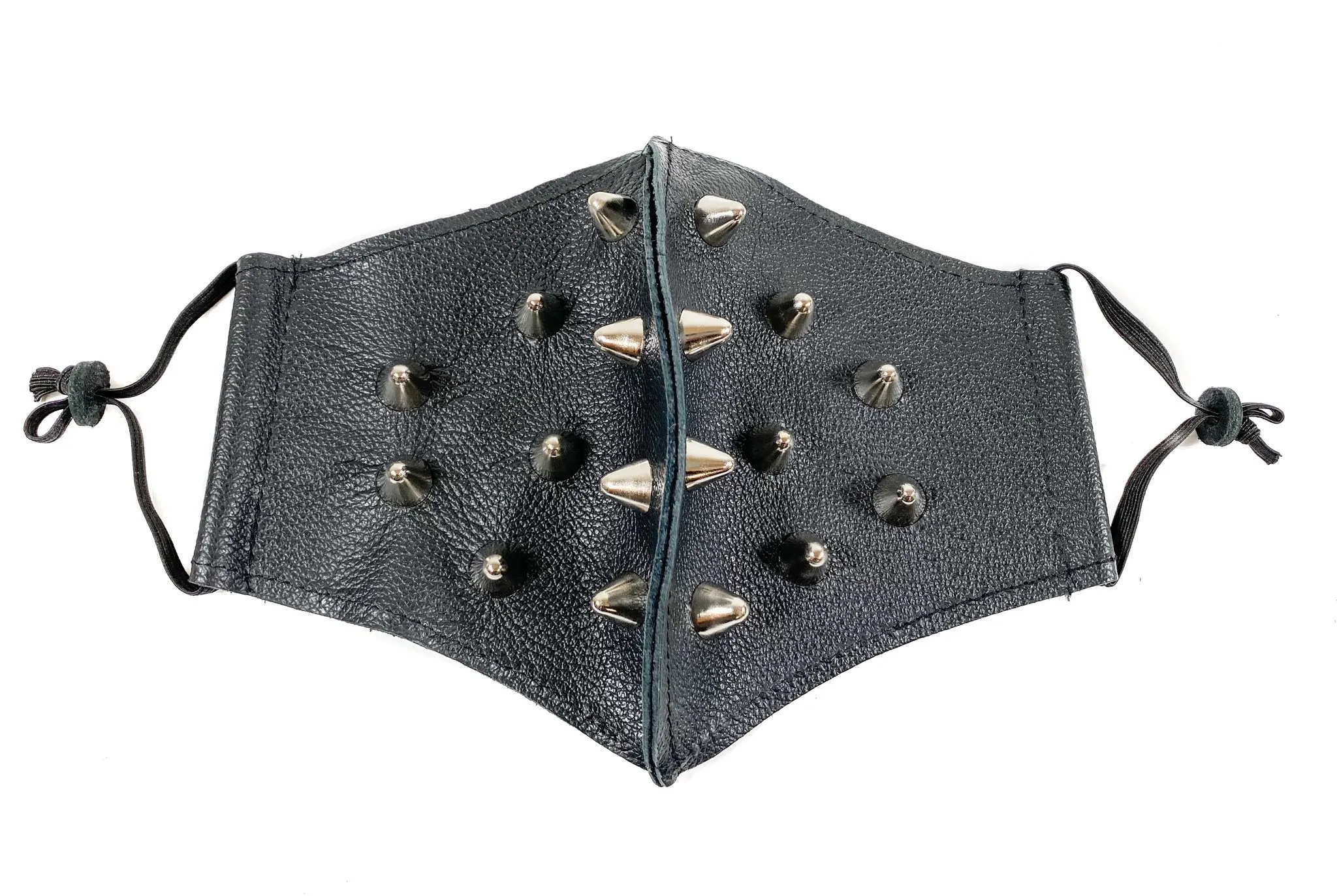 SpikedLeather Black Face Mask