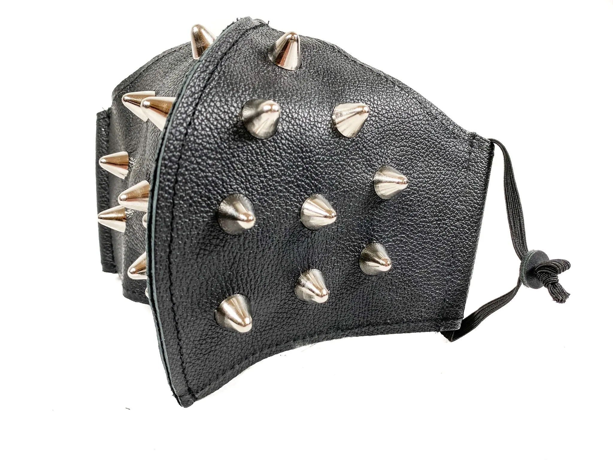SpikedLeather Black Face Mask
