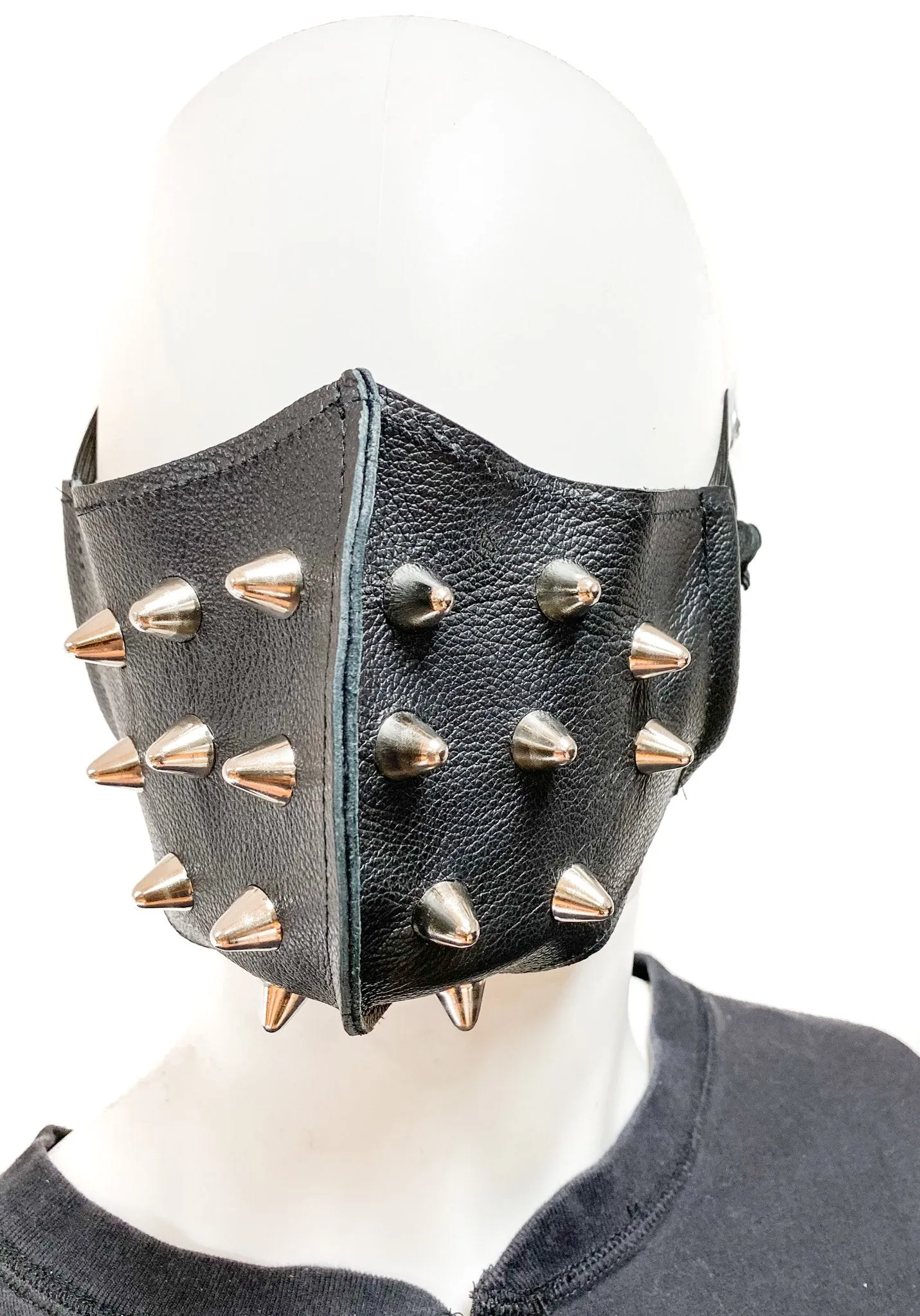 SpikedLeather Black Face Mask