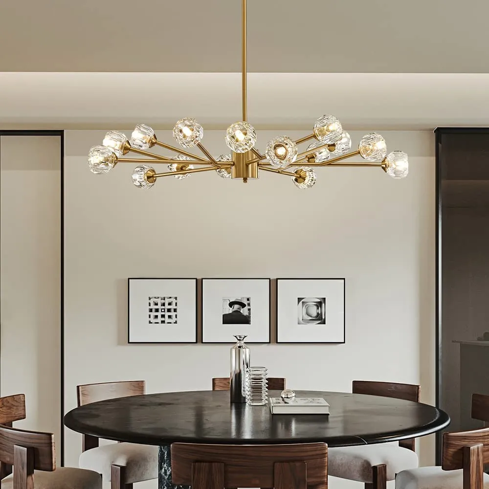 Sputnik Style Chandelier Ceiling Light with 15-Lights, D35" x H6"