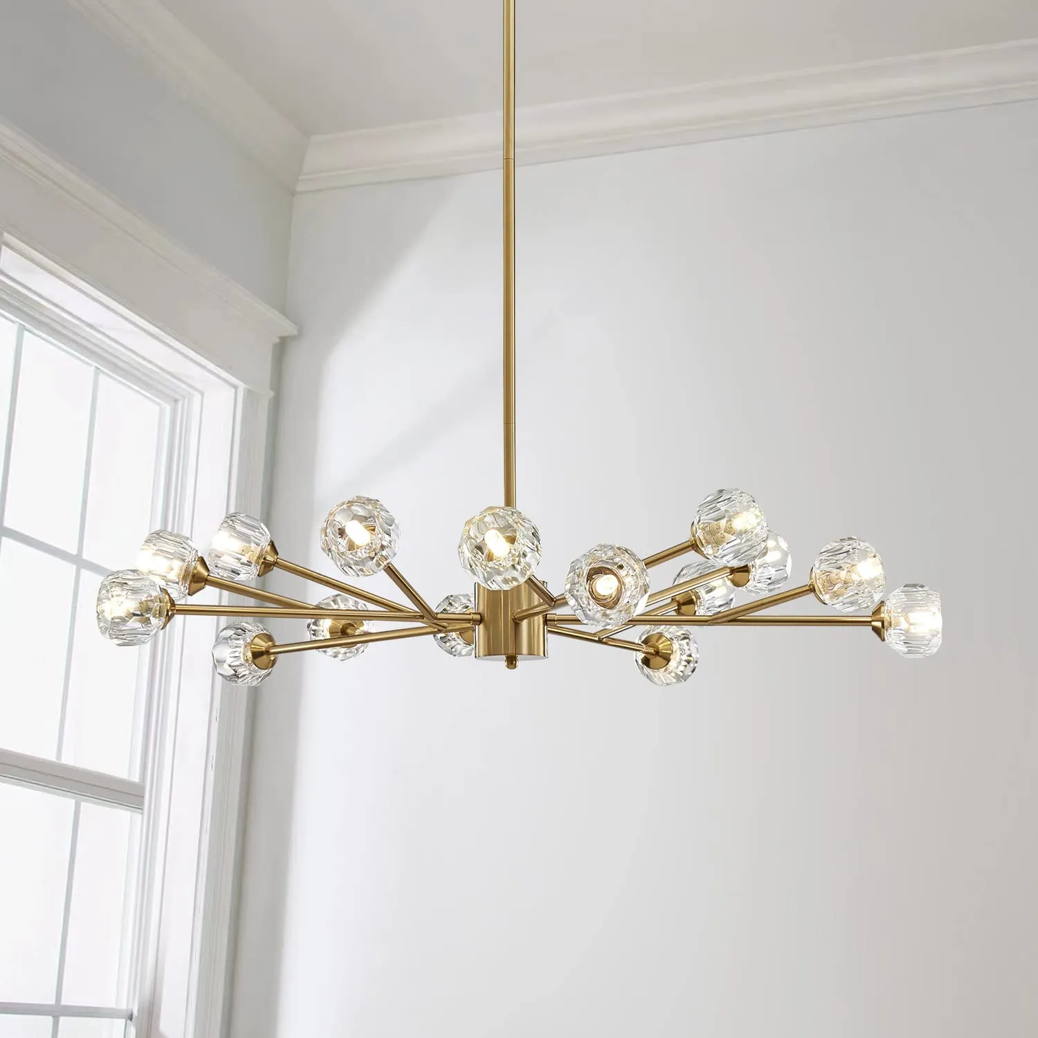 Sputnik Style Chandelier Ceiling Light with 15-Lights, D35" x H6"