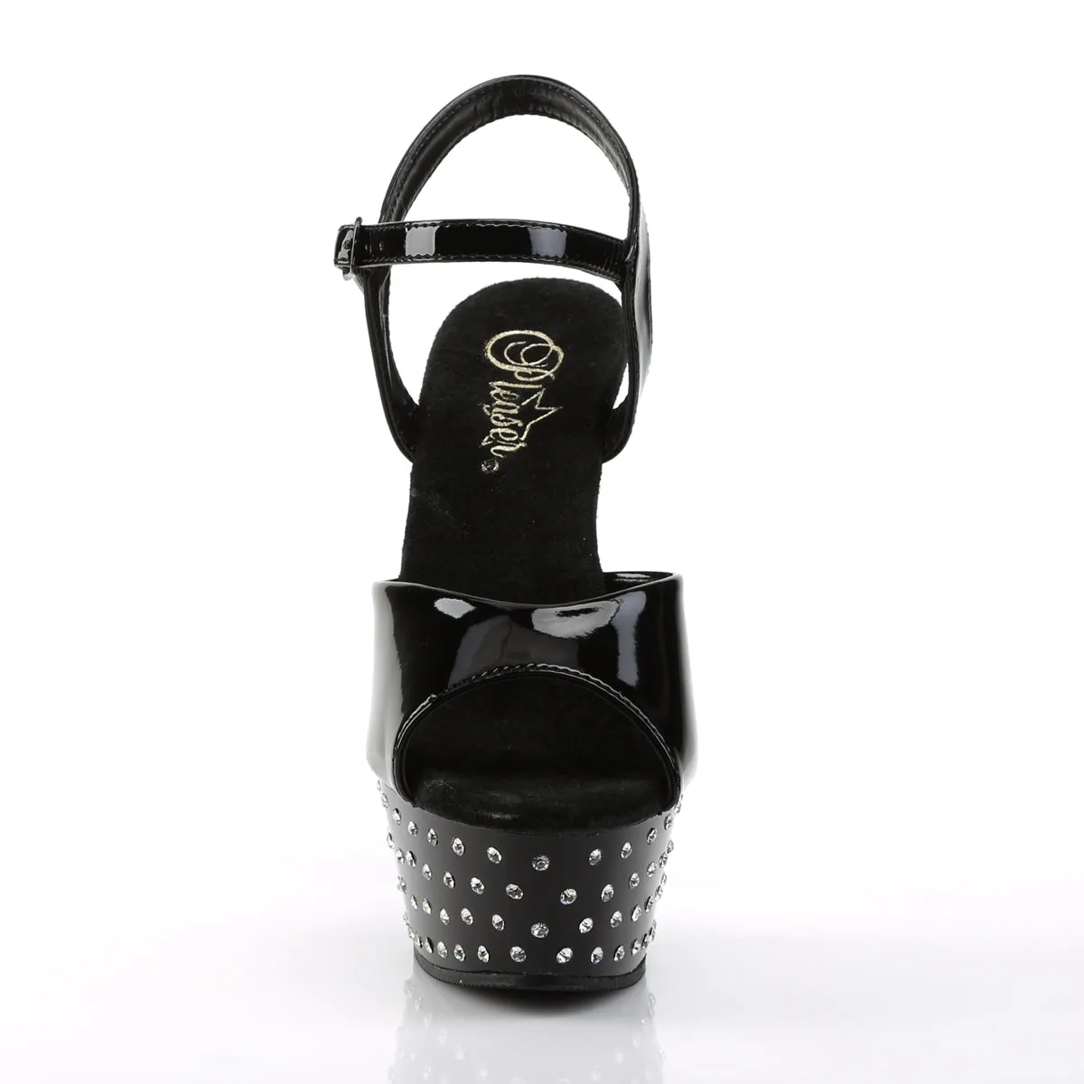 STARDUST-609 6 Inch Heel Black Patent Pole Dancer Bling Platform Shoes