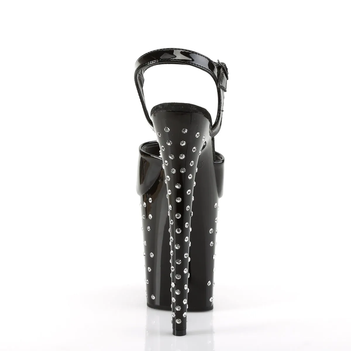 STARDUST-809 8 Inch Heel Black Patent Pole Dancing Bling Platforms