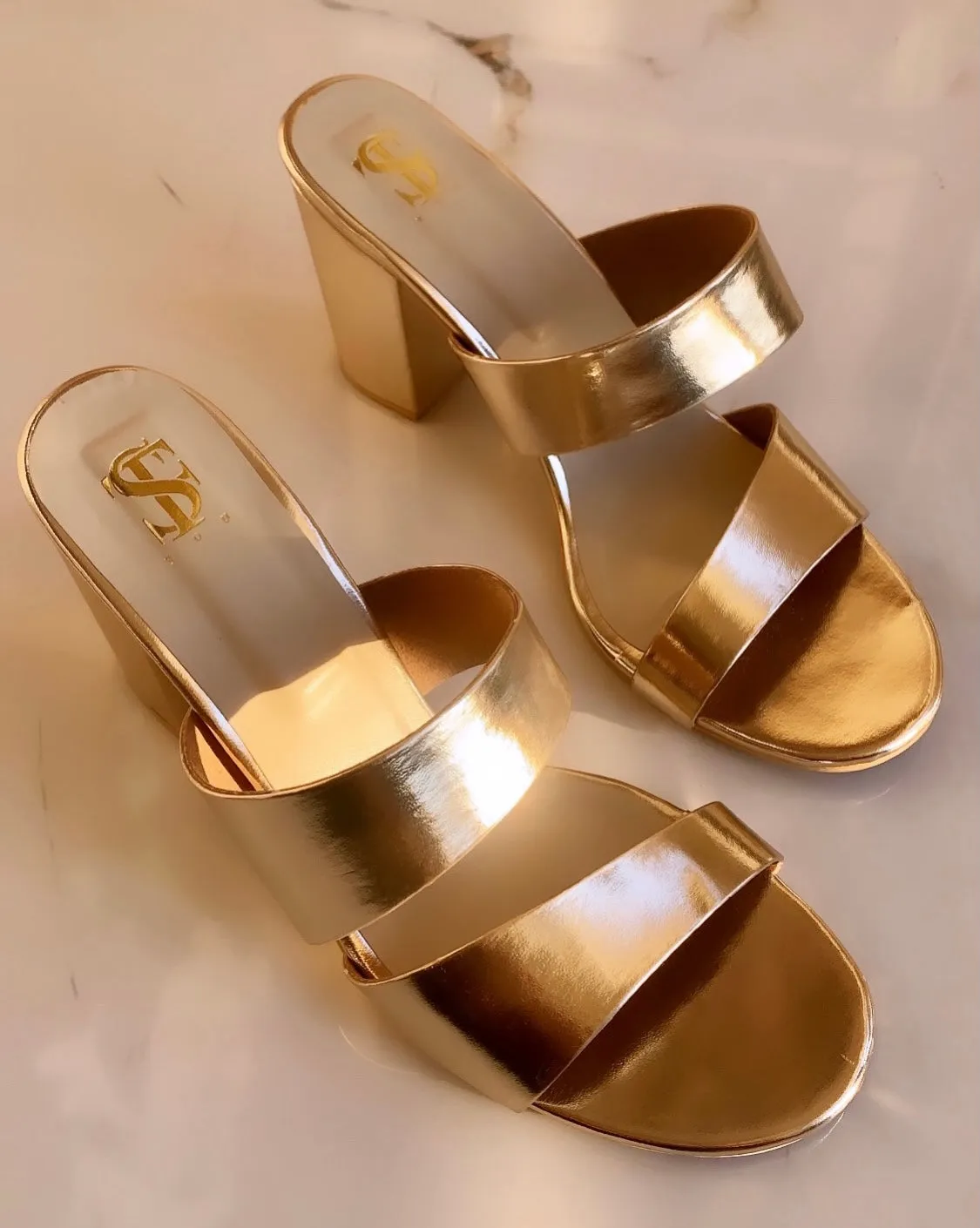 Subtle & Sleek gold block heels