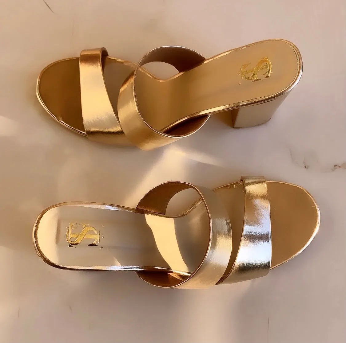 Subtle & Sleek gold block heels