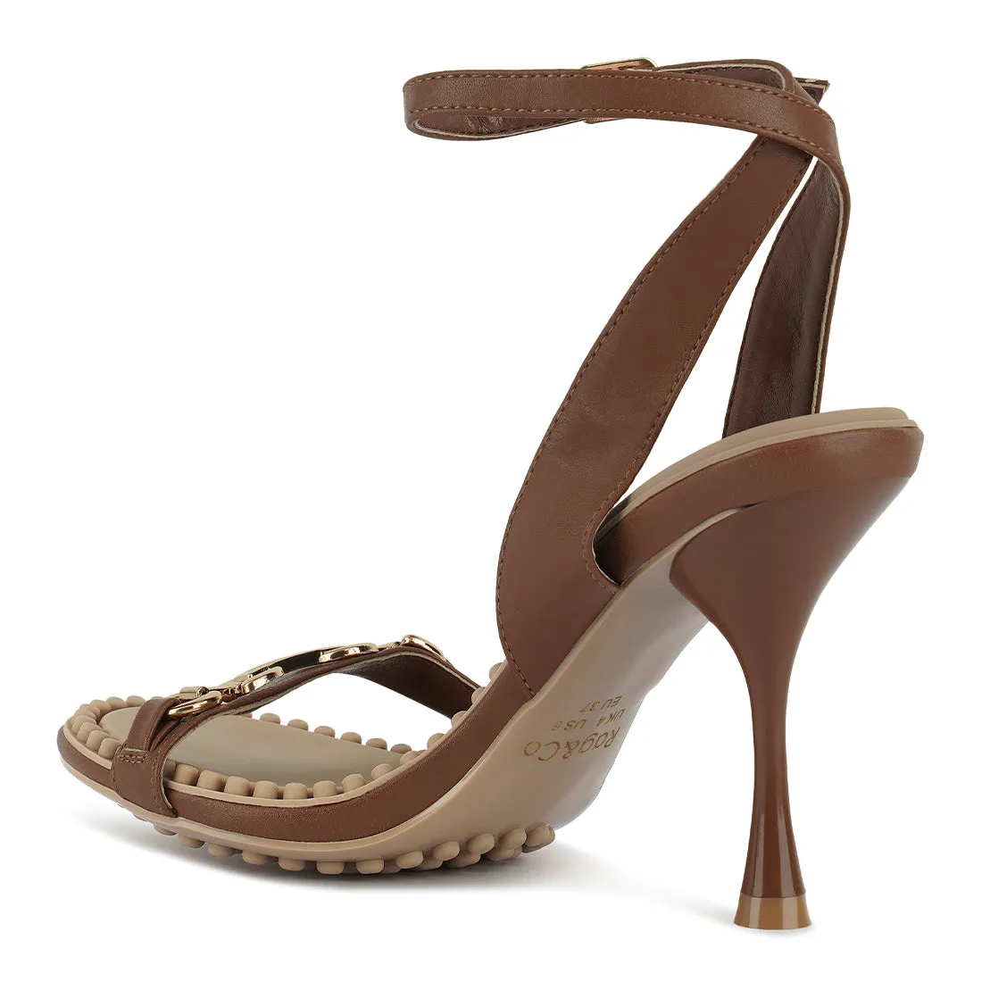Tan Mid Heeled Sandals