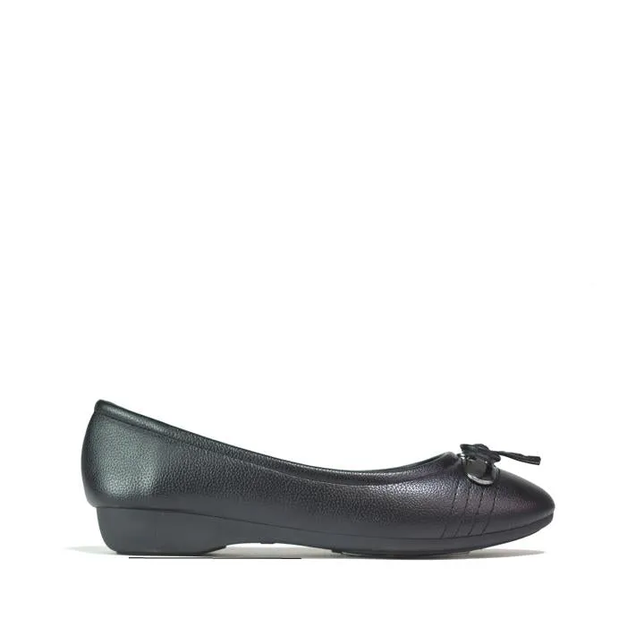Thin Bow Wedge Pump Black