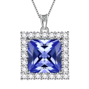 Tokyo Mart Square Birthstone December Tanzanite Necklace Pendant Women Girls Jewelry Birthday Gifts Sterling Silver