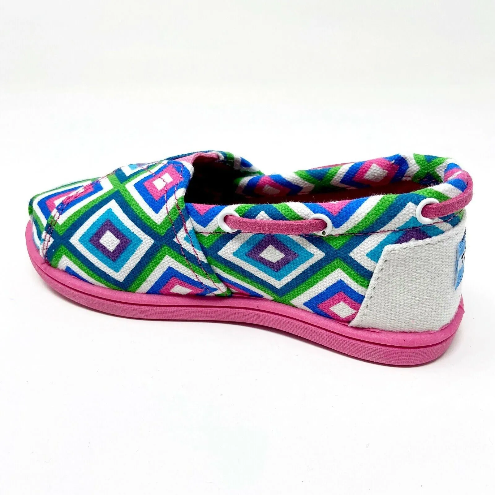 Toms Classics Aqua Village Geo Tiny Toddler Slip On Casual Canvas Flat Shoes
