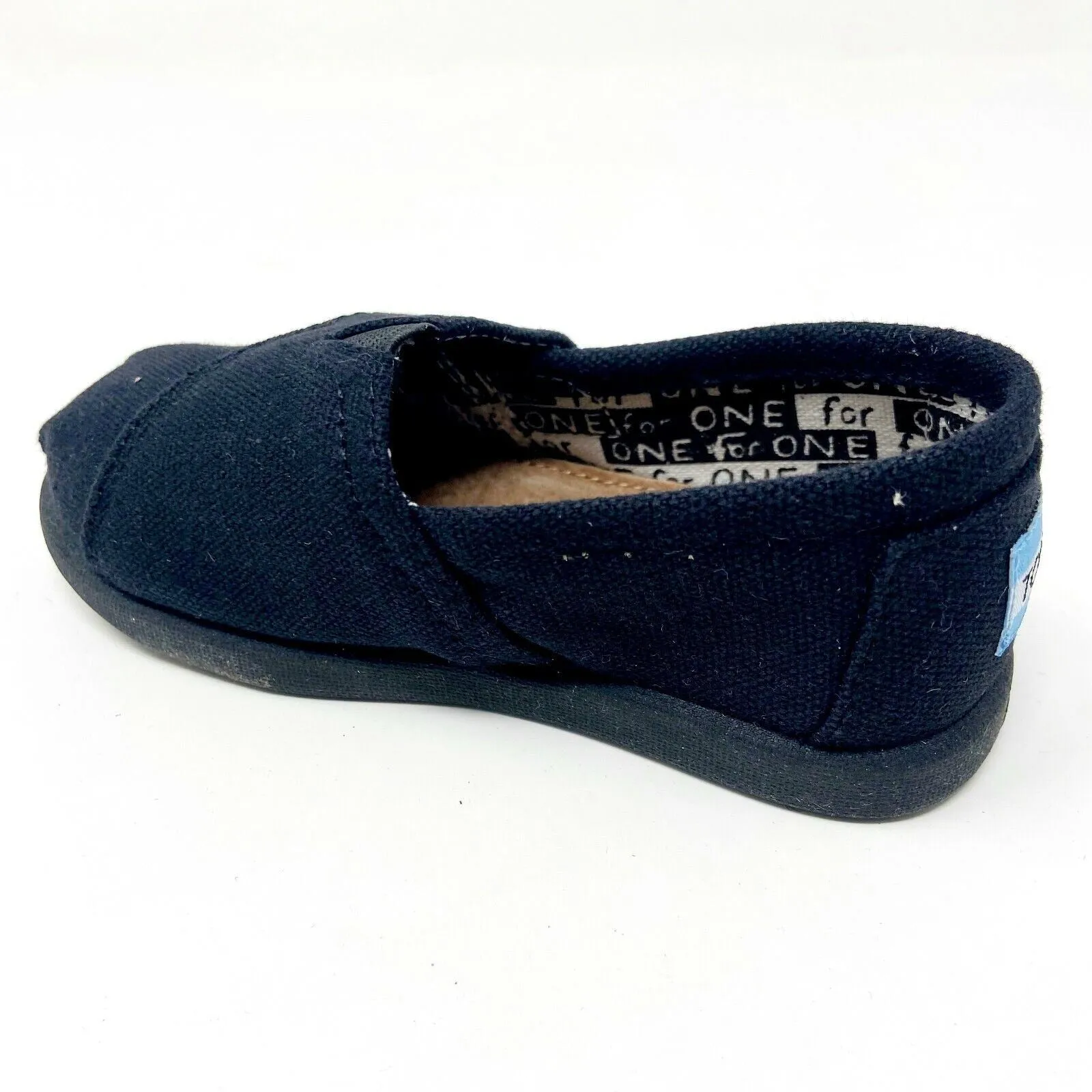 Toms Classics Black Tiny Toddler Slip On Casual Canvas Flat Shoes