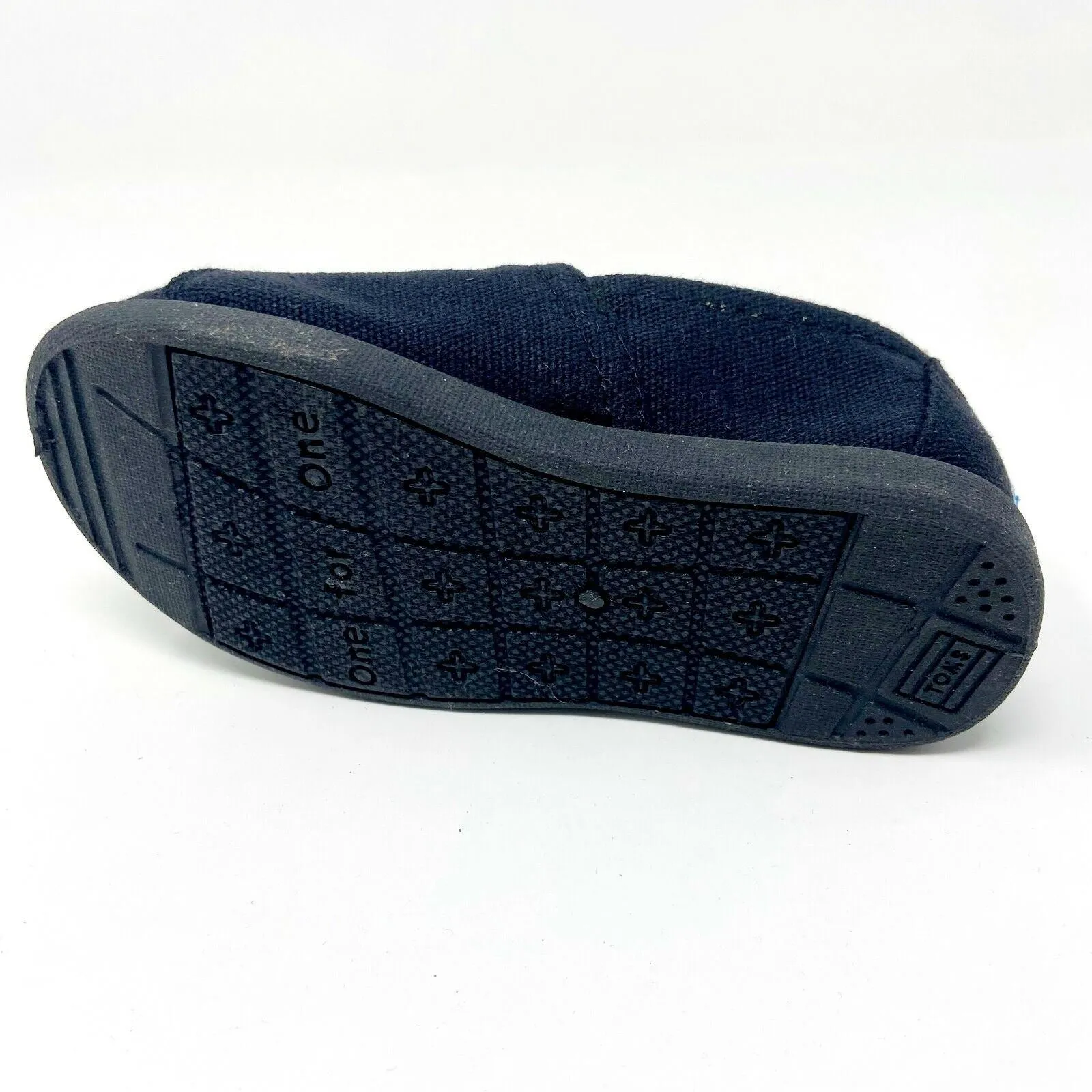 Toms Classics Black Tiny Toddler Slip On Casual Canvas Flat Shoes
