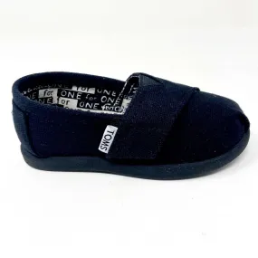 Toms Classics Black Tiny Toddler Slip On Casual Canvas Flat Shoes