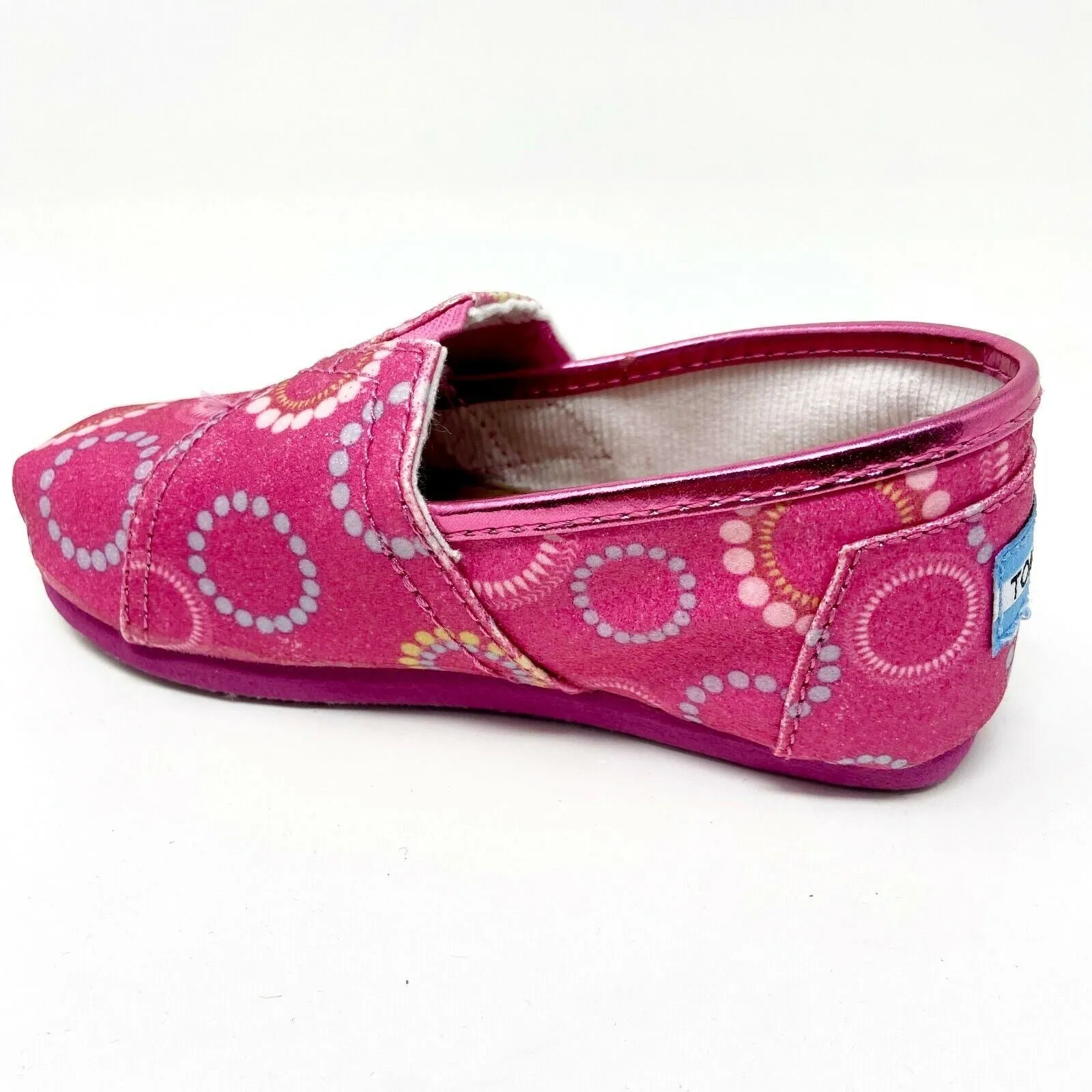 Toms Classics Circles Glitter Tiny Toddler Slip On Casual Canvas Flat Shoes