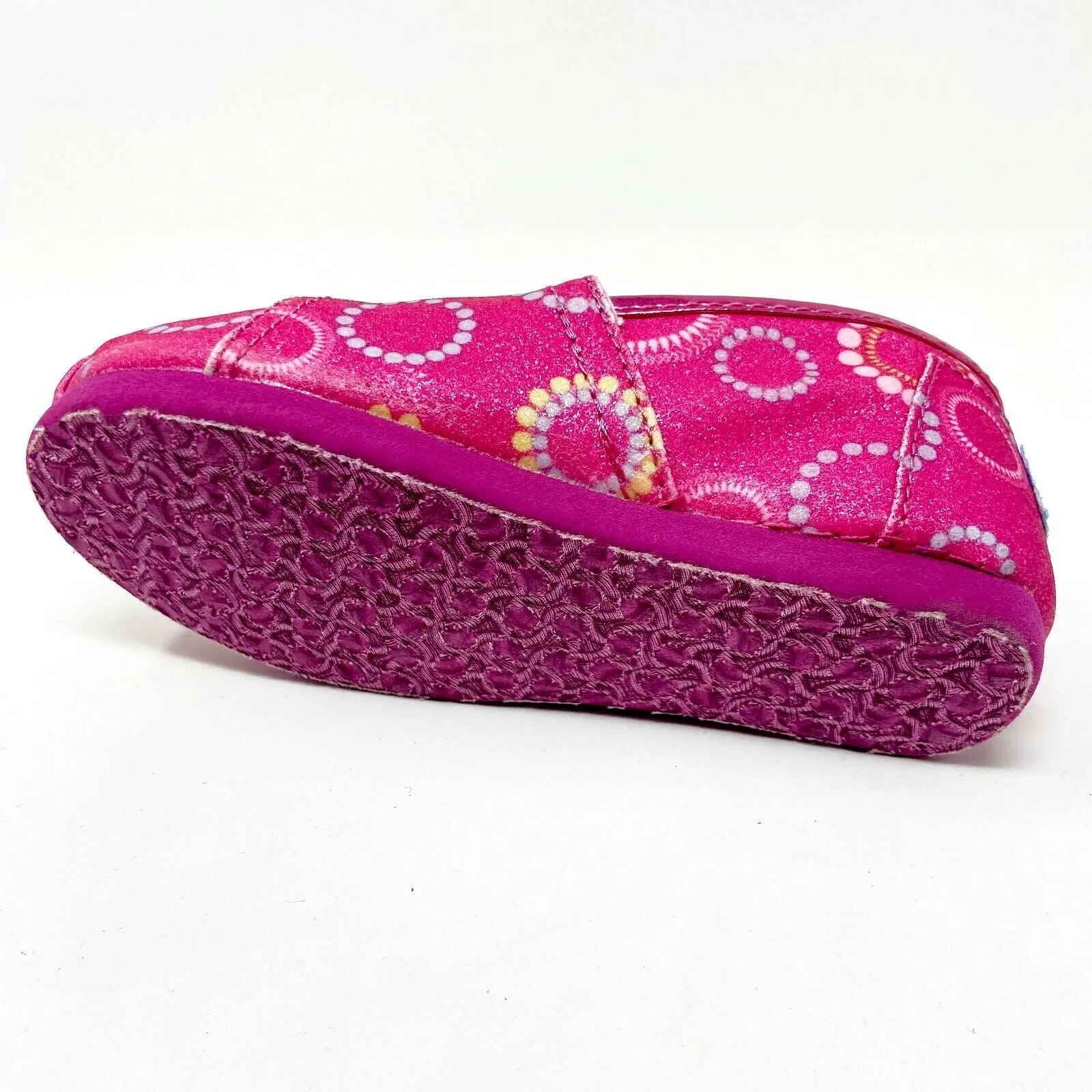 Toms Classics Circles Glitter Tiny Toddler Slip On Casual Canvas Flat Shoes