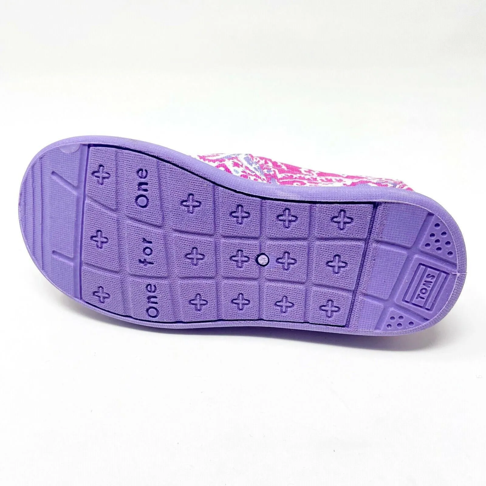 Toms Classics Lilac Paisley Tiny Toddler Slip On Casual Canvas Flat Shoes