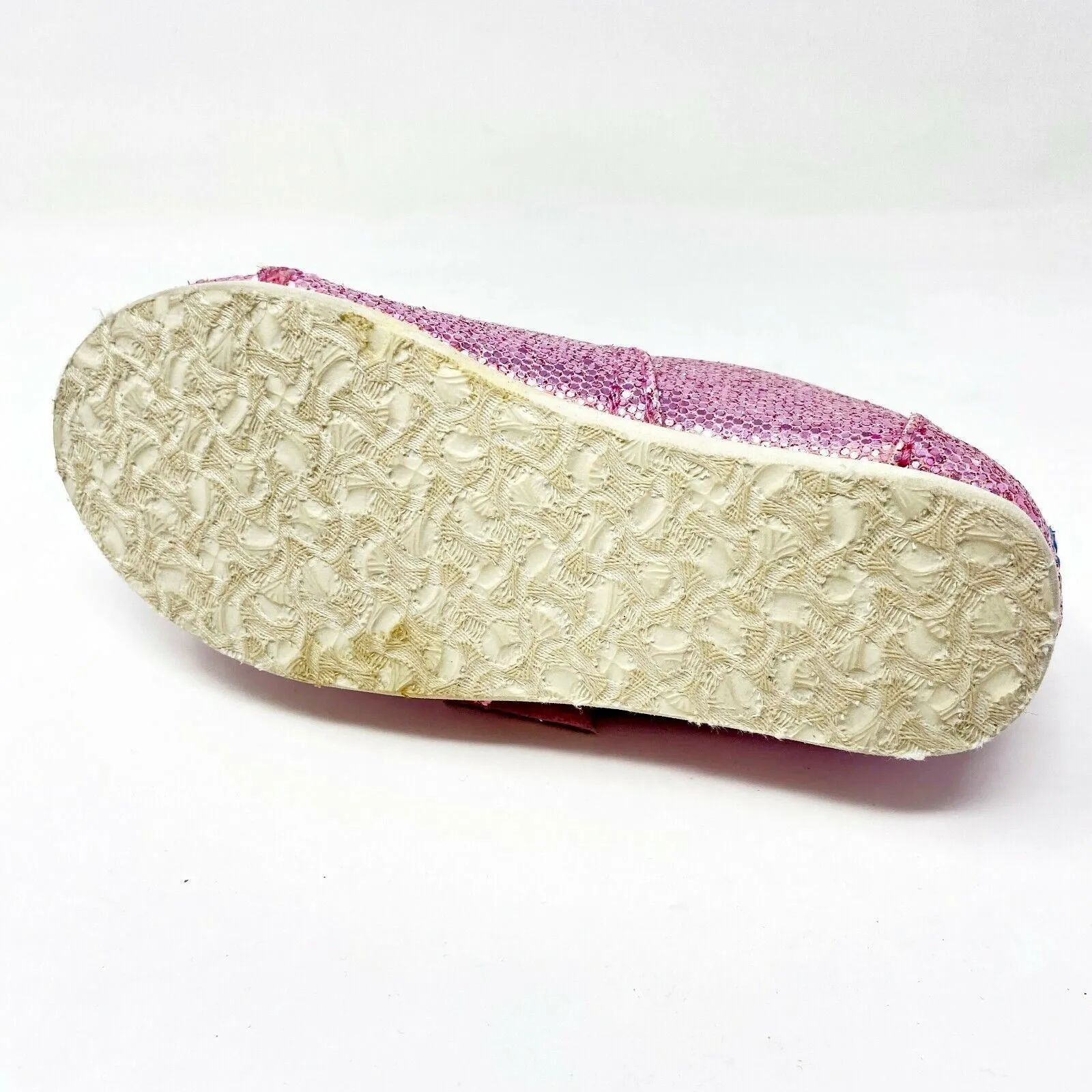 Toms Classics Pink Glitters Tiny Toddler Slip On Casual Flat Shoes