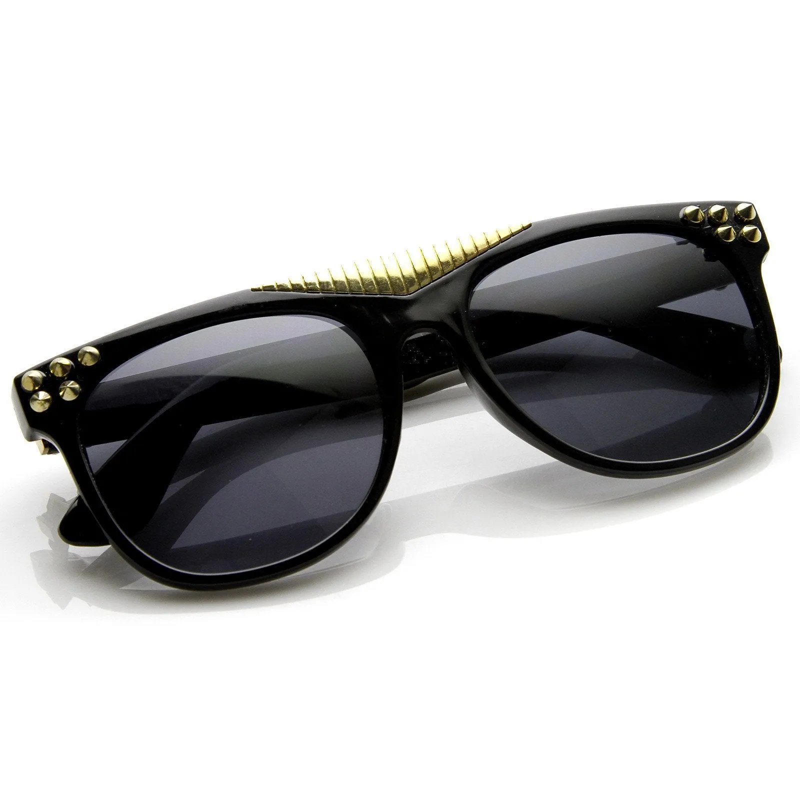 Trendy Fashion Retro Flat Top Spiked Horned Rim Sunglasses 8968