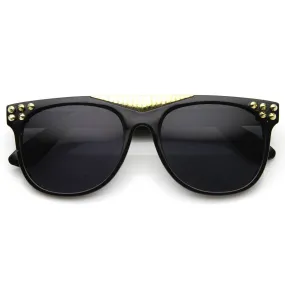 Trendy Fashion Retro Flat Top Spiked Horned Rim Sunglasses 8968