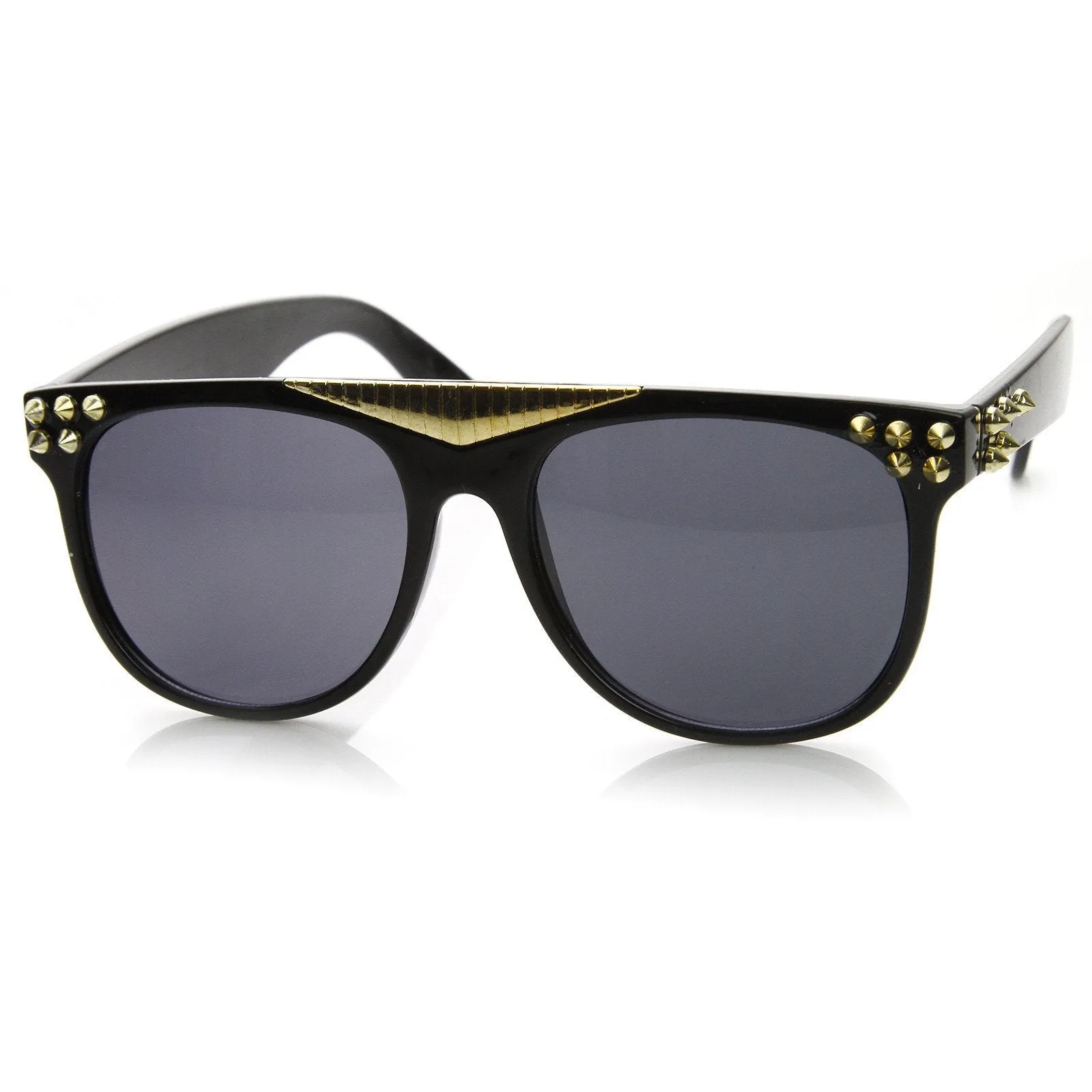 Trendy Fashion Retro Flat Top Spiked Horned Rim Sunglasses 8968