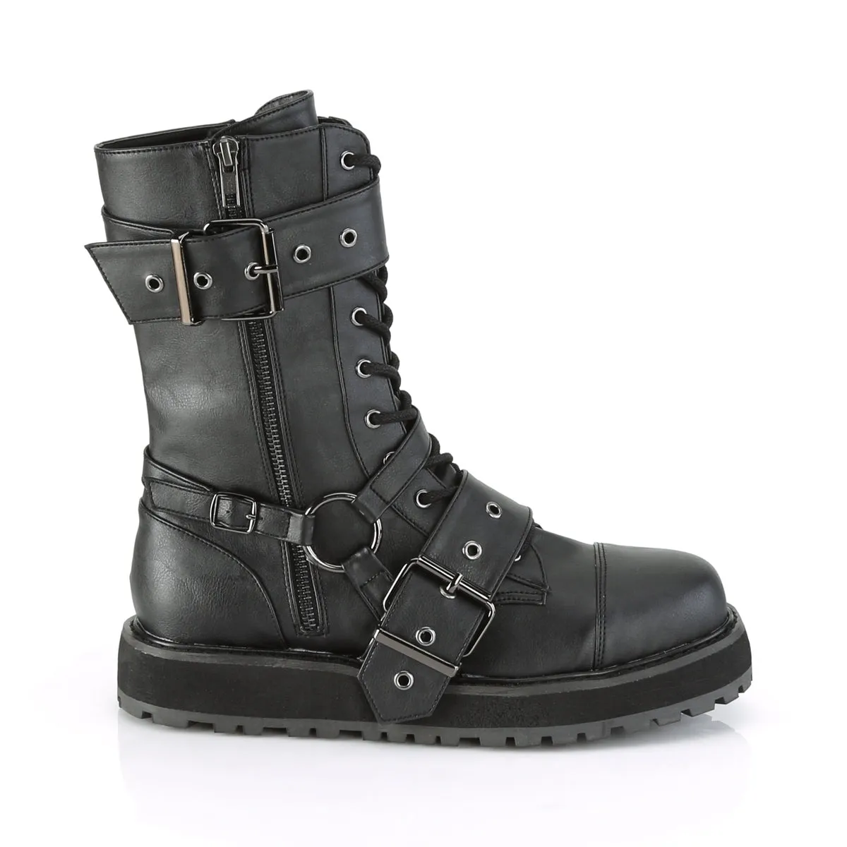 VALOR-220 DemoniaCult Black Vegan Leather Sexy Unisex  Boots (Alternative Footwear)