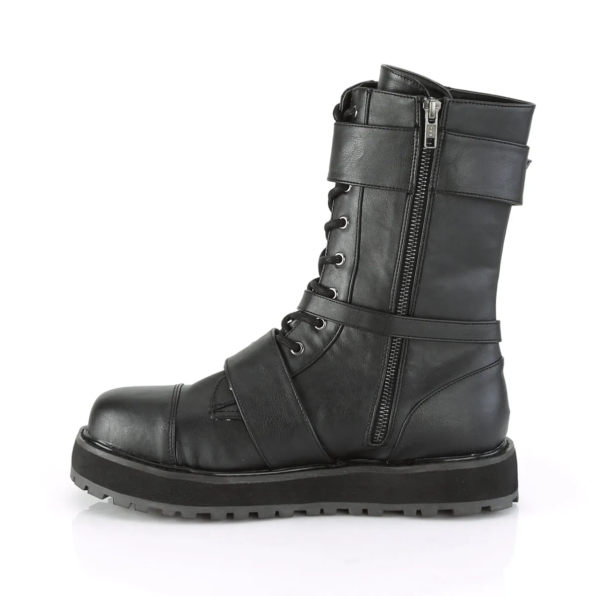 VALOR-220 DemoniaCult Black Vegan Leather Sexy Unisex  Boots (Alternative Footwear)
