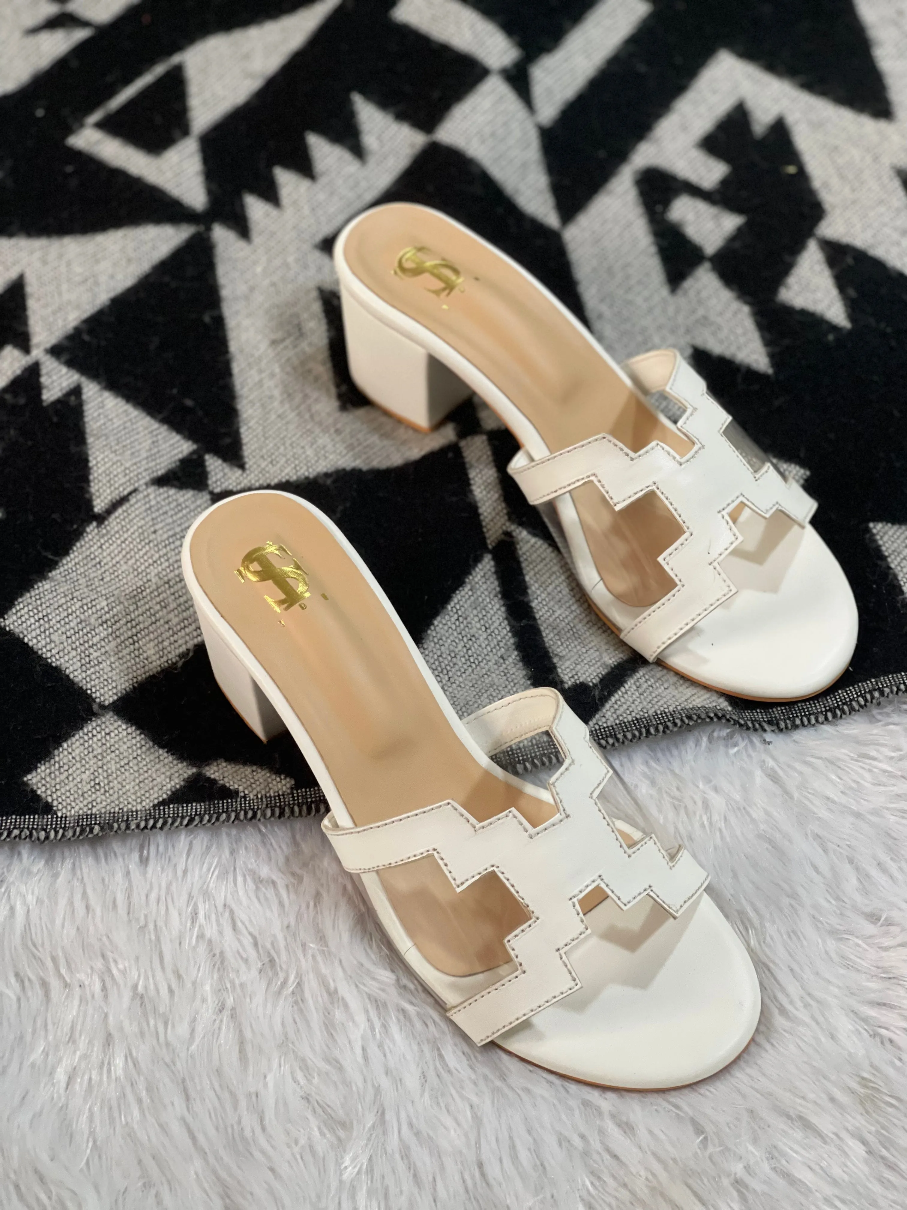 White Transparent Block Heels