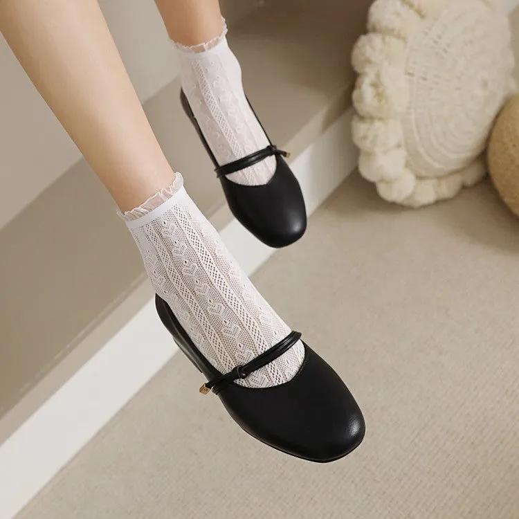 Women Block Middle Heels Pumps