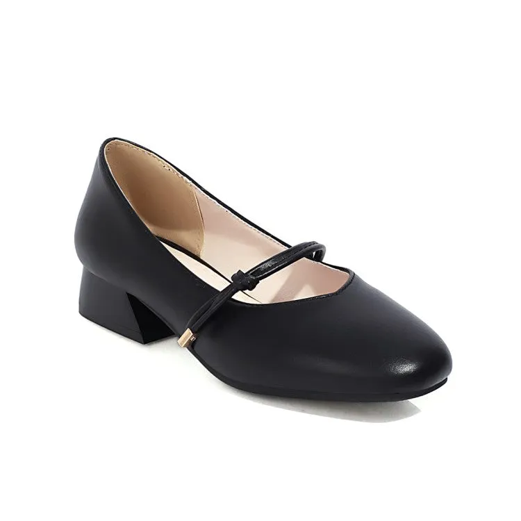 Women Block Middle Heels Pumps