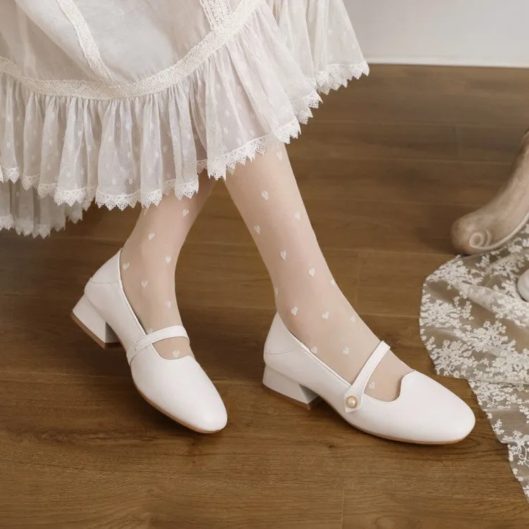 Women Mary Jane Block Heel Pumps
