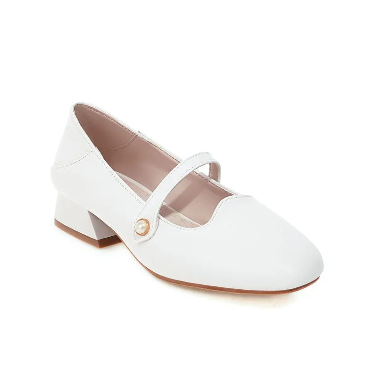 Women Mary Jane Block Heel Pumps