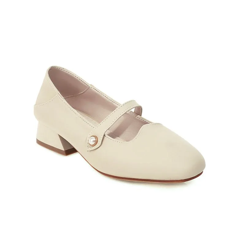 Women Mary Jane Block Heel Pumps