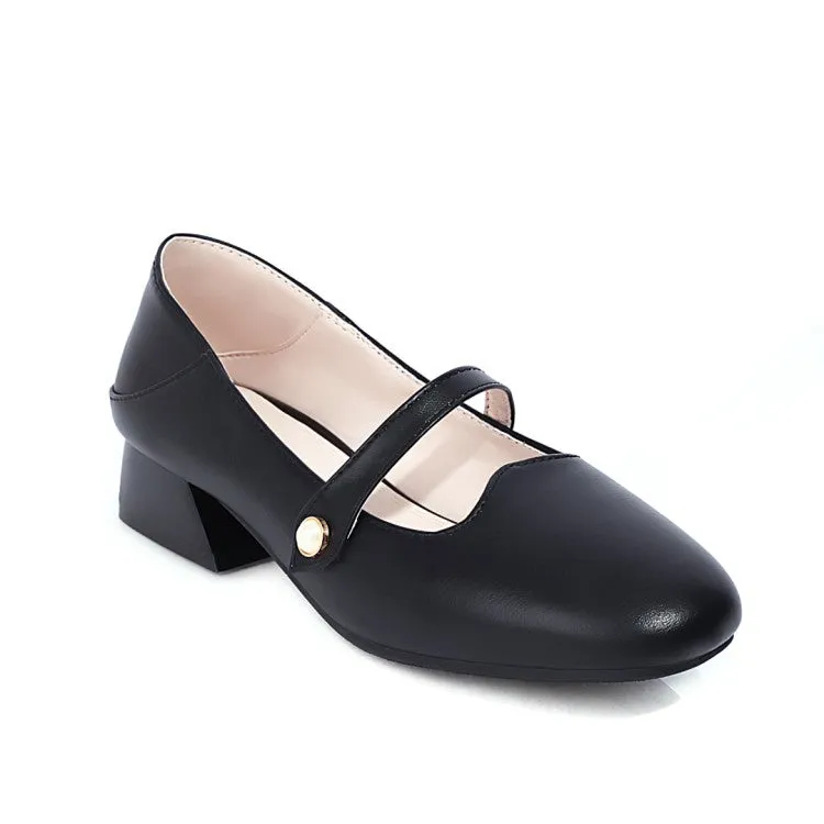 Women Mary Jane Block Heel Pumps